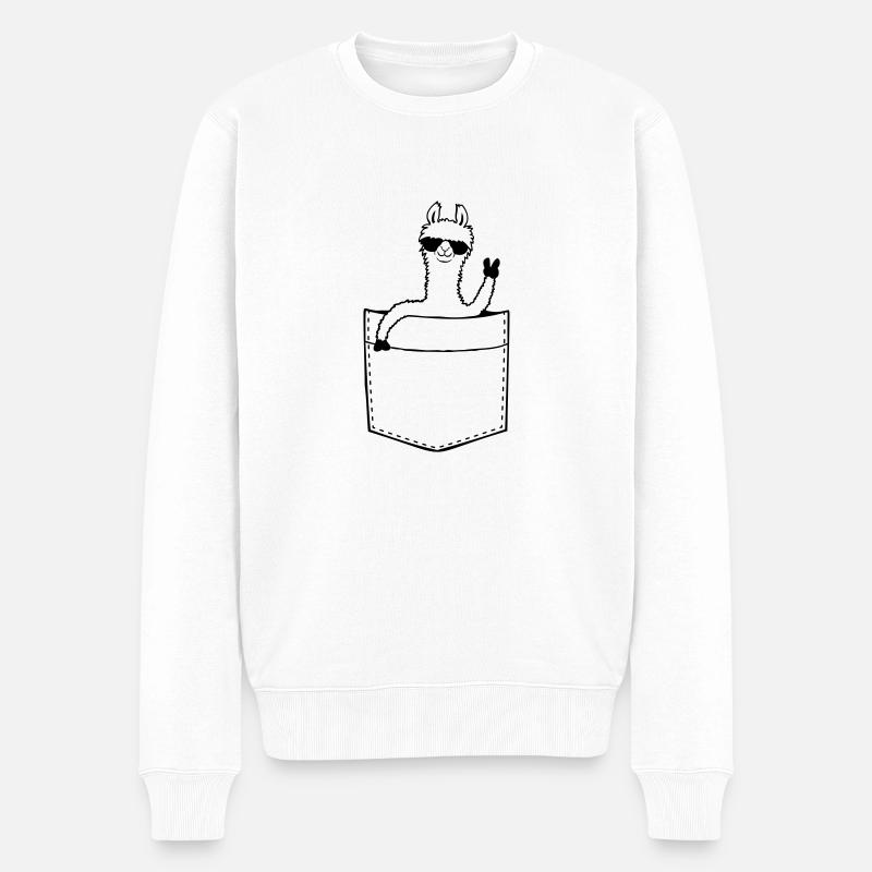 Hemdtasche Comic Lama - Männer Premium Bio Pullover - Weiß