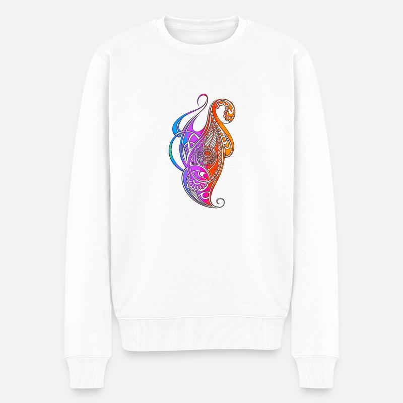 Tatto Mandala - Männer Premium Bio Pullover - Weiß