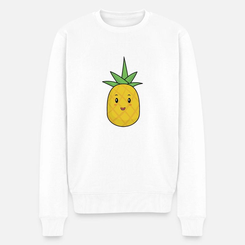 Ananas Comic Süss Frucht - Männer Premium Bio Pullover - Weiß