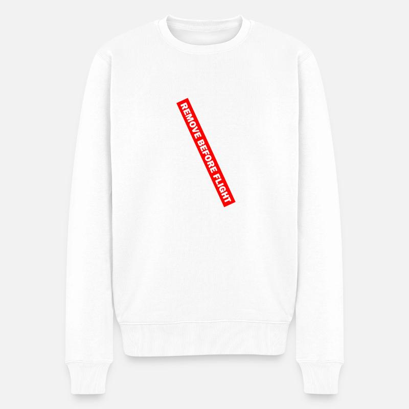 REMOVE BEFORE FLIGHT 02 - Männer Premium Bio Pullover - Weiß