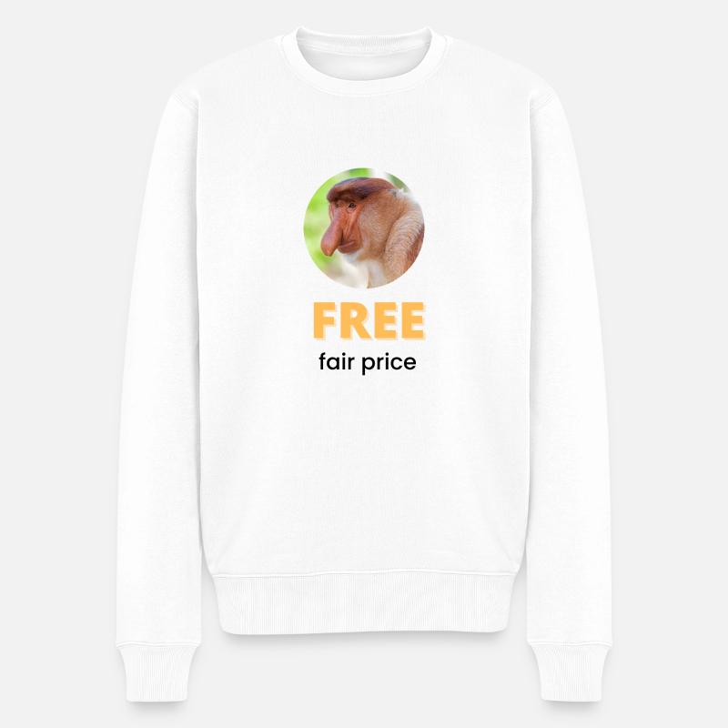 Kostenloser fairer Preis | Schwarzer Text - Männer Premium Bio Pullover - Weiß