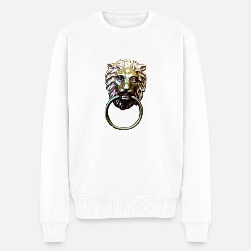Löwe, Löwin, Raubtier, Raubkatze - Männer Premium Bio Pullover - Weiß
