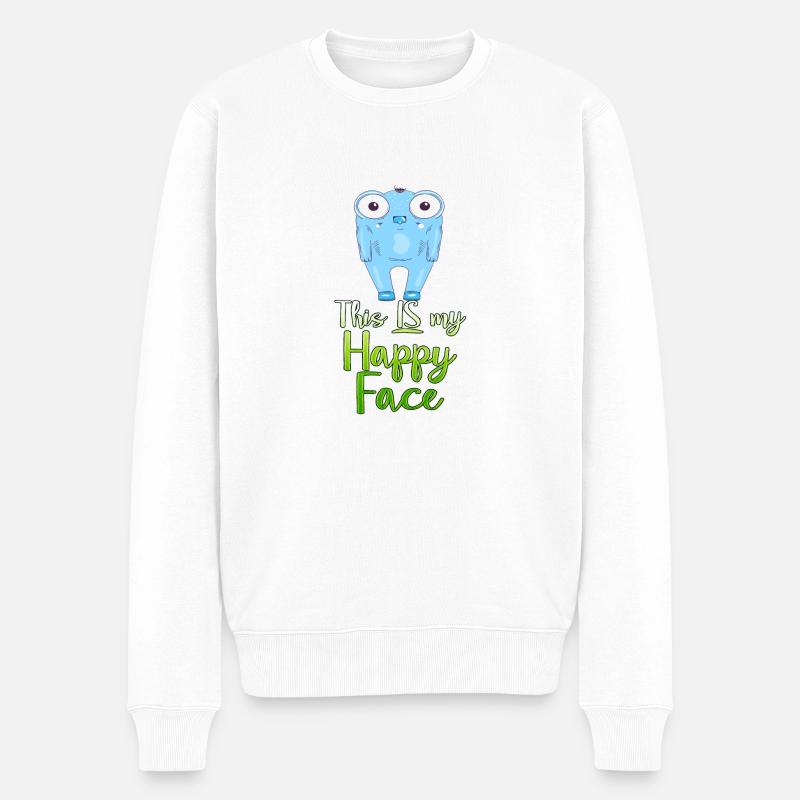 Angry Gesicht Gesicht Cartoon glückliches Gesicht Cartoon - Männer Premium Bio Pullover - Weiß