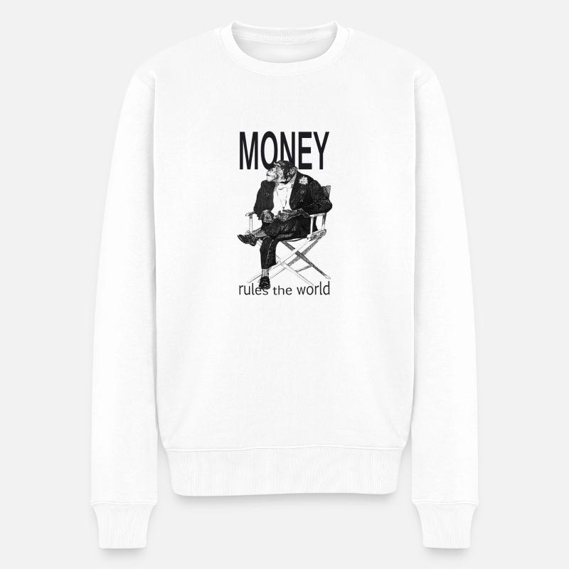 Money rules the world - Männer Premium Bio Pullover - Weiß