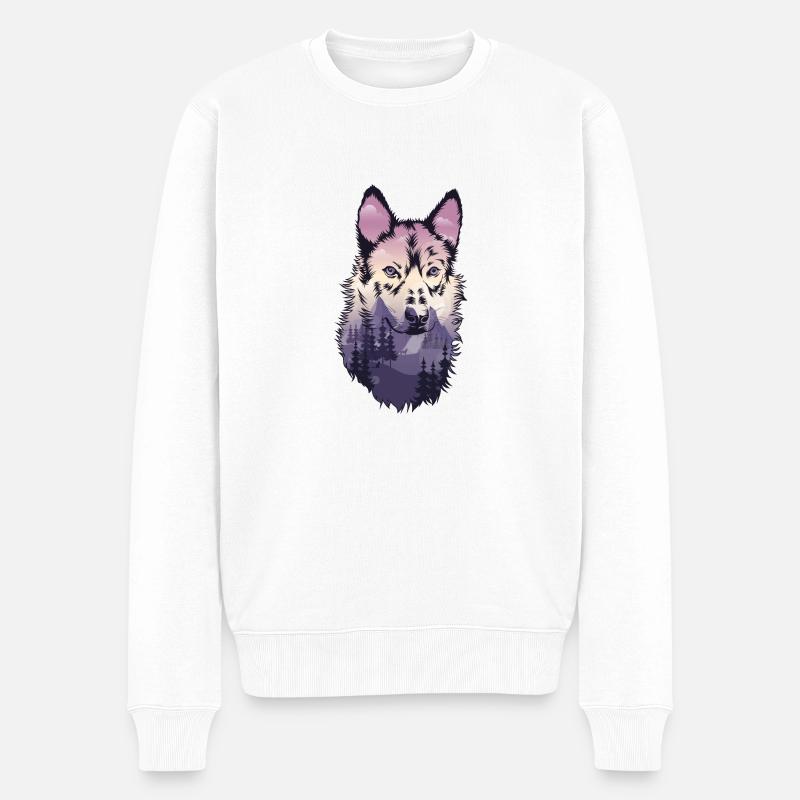 Wolf Schäferhund Hund - Männer Premium Bio Pullover - Weiß