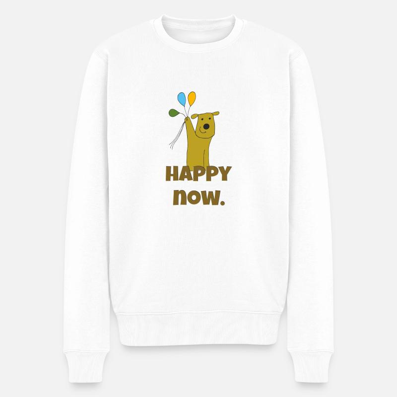 hund happy now - Männer Premium Bio Pullover - Weiß