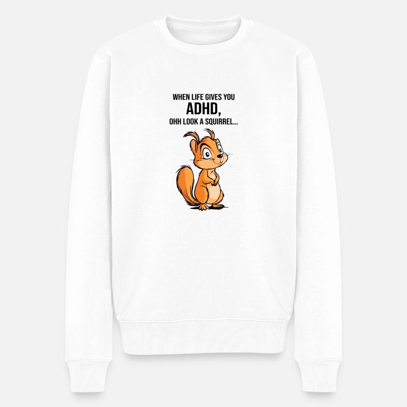 ADHS Eichhörnchen - Männer Premium Bio Pullover - Weiß