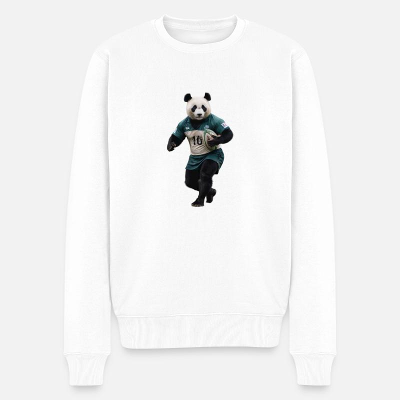 Sportlicher Panda - Männer Premium Bio Pullover - Weiß