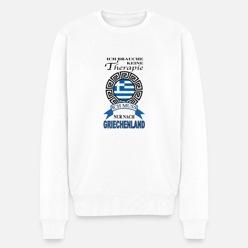 Ich brauche keine Therapie - Männer Premium Bio Pullover - Weiß