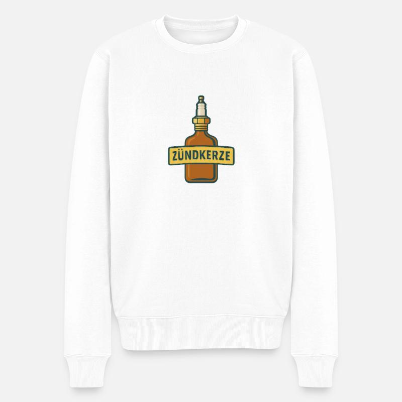 Zündkerze Schnapsflasche - Männer Premium Bio Pullover - Weiß