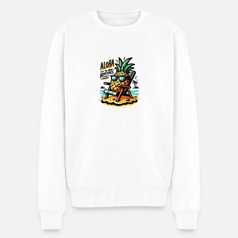 Aloha to new Adventures - Männer Premium Bio Pullover - Weiß
