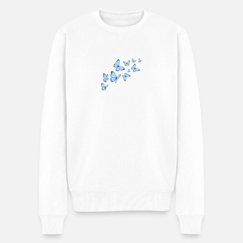 Schmetterlinge - Männer Premium Bio Pullover - Weiß