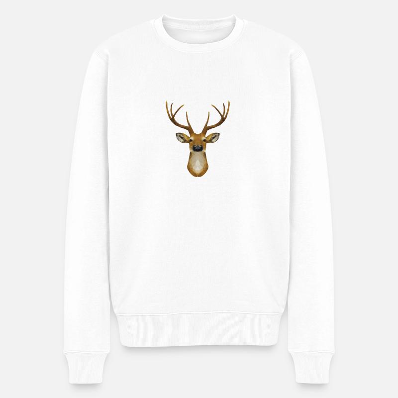 hirsch polygon - Männer Premium Bio Pullover - Weiß