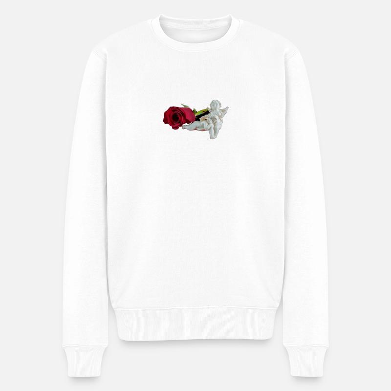 Rose und Engel - Männer Premium Bio Pullover - Weiß