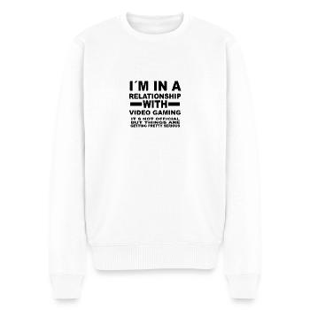 relationship with VIDEO GAMING - Männer Premium Bio Pullover - Weiß - Vorne - Thijin (182cm)