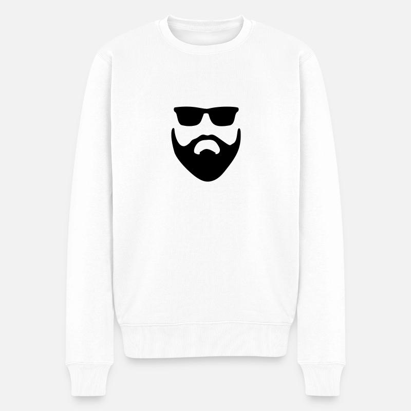 Bart mit Brille - Männer Premium Bio Pullover - Weiß