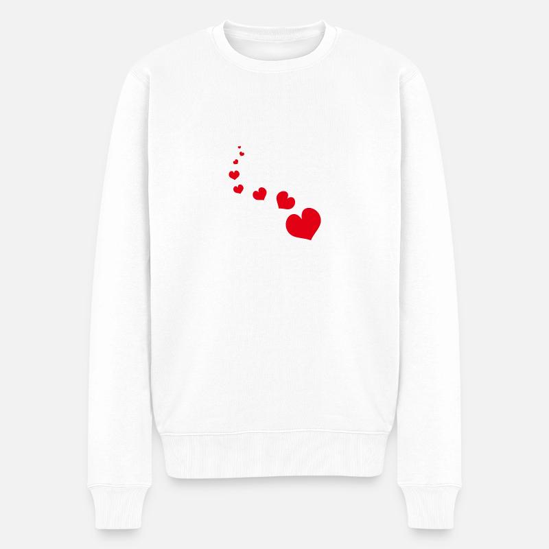 Rotes Herz - Männer Premium Bio Pullover - Weiß