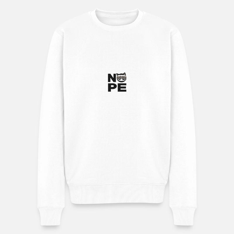 CATS | NOPE! - Männer Premium Bio Pullover - Weiß