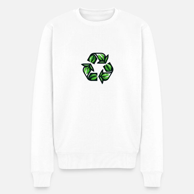 Recycling Blätter - Männer Premium Bio Pullover - Weiß