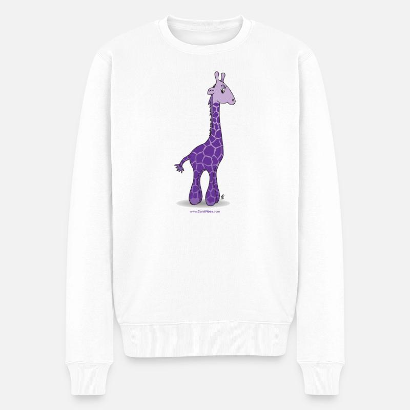 Lila Giraffe - Männer Premium Bio Pullover - Weiß