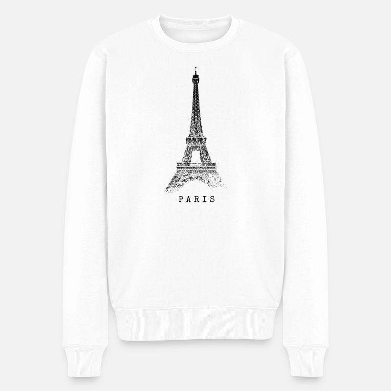 Paris Eiffelturm Vintage Skyline I Love Frankreich - Männer Premium Bio Pullover - Weiß