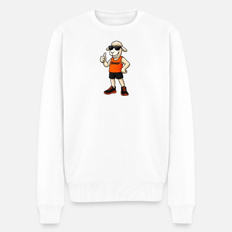 Lustiges Schaf Sheepi Illustration - Männer Premium Bio Pullover - Weiß