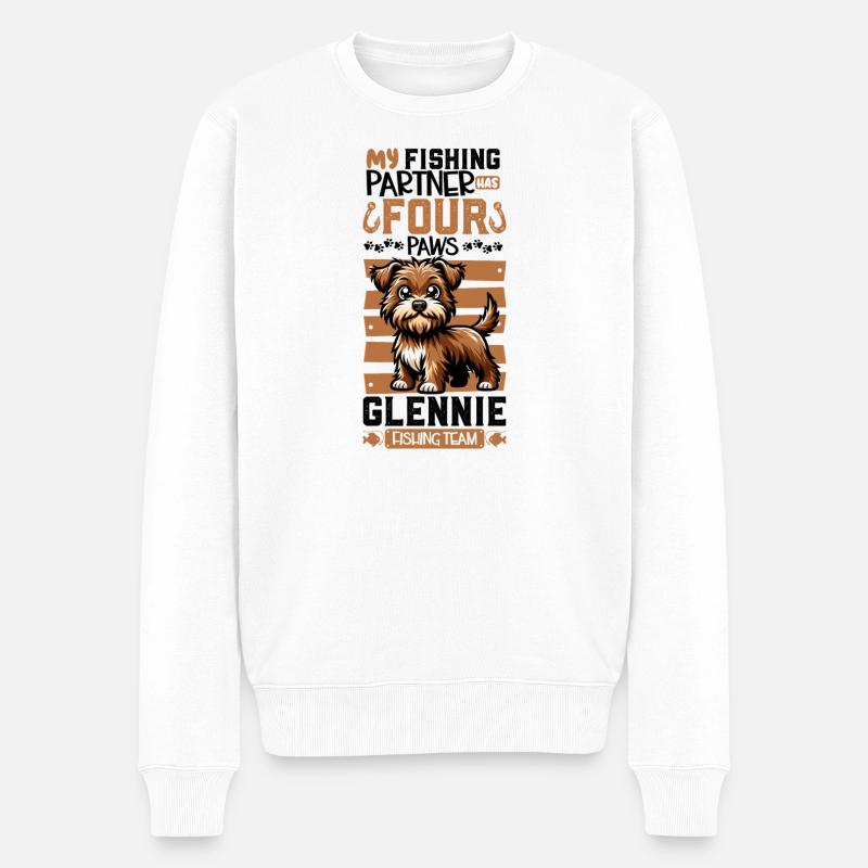Pêche et Irish Glen d’Imaal Terrier - Pull Premium bio Homme - blanc