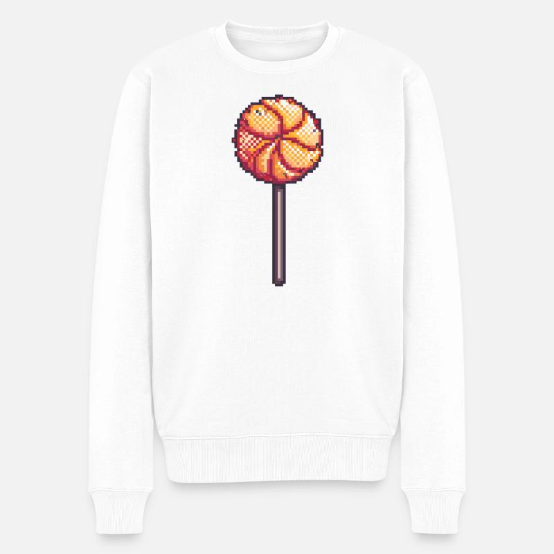 Pixel-Lolli am Stiel - Männer Premium Bio Pullover - Weiß