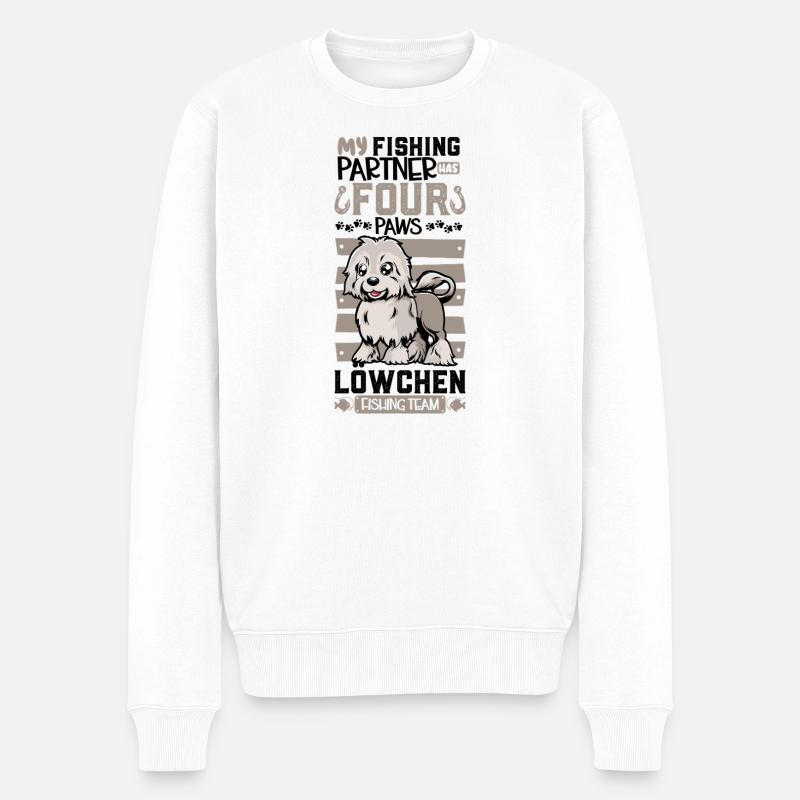 Angeln und Löwchen - Männer Premium Bio Pullover - Weiß