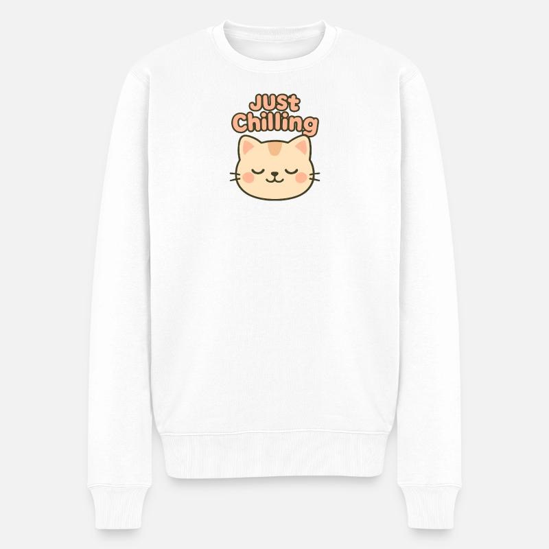 Just Chilling Cat Illustration - Männer Premium Bio Pullover - Weiß