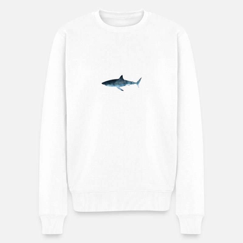 Großer weißer Hai - Männer Premium Bio Pullover - Weiß