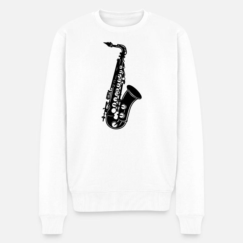 saxophone - Pull Premium bio Homme - blanc