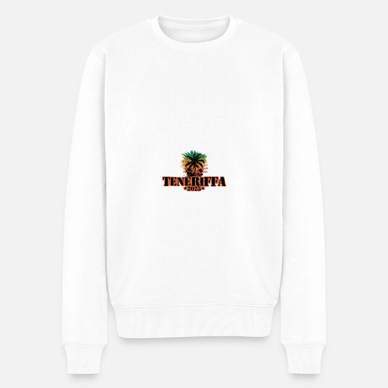 Tenerife 2025 Palmiers - Pull Premium bio Homme - blanc