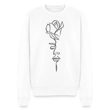 Floral woman's face linework - Men's Premium Organic Jumper - white - Front - Thijin (182cm)