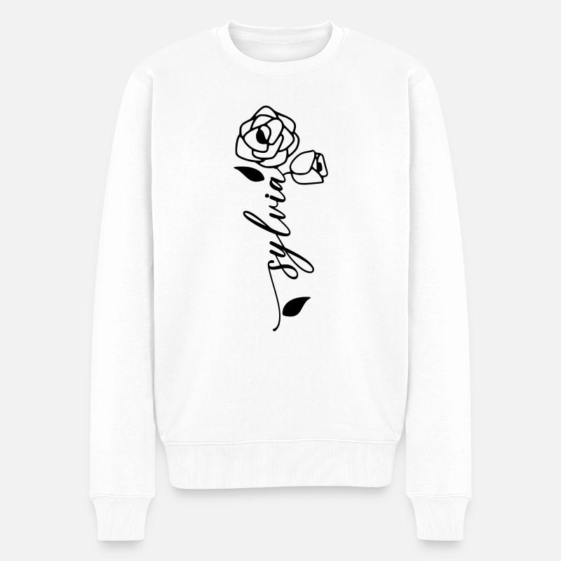Sylvia Nom Prénom Nom Fleur - Pull Premium bio Homme - blanc