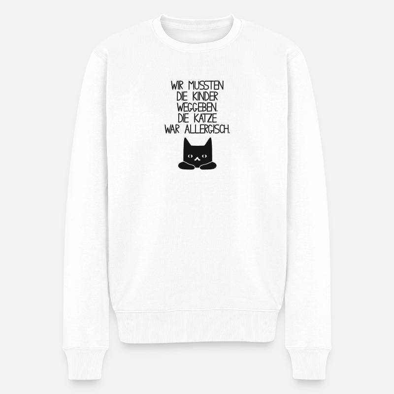 Kinder Allergie - Katze - Männer Premium Bio Pullover - Weiß