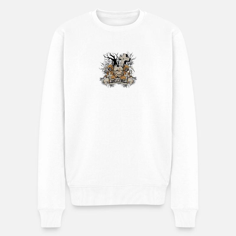 friedhof welcome - Männer Premium Bio Pullover - Weiß