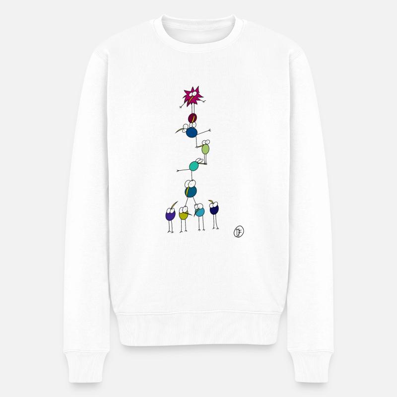 Verrückte Vögel - Männer Premium Bio Pullover - Weiß