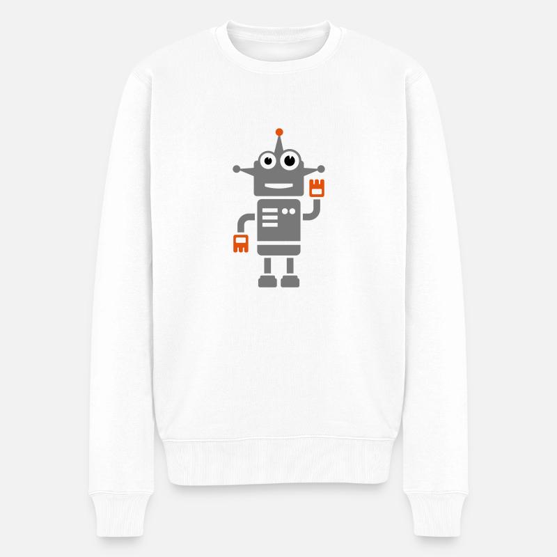 Roboter Geschenk - Männer Premium Bio Pullover - Weiß