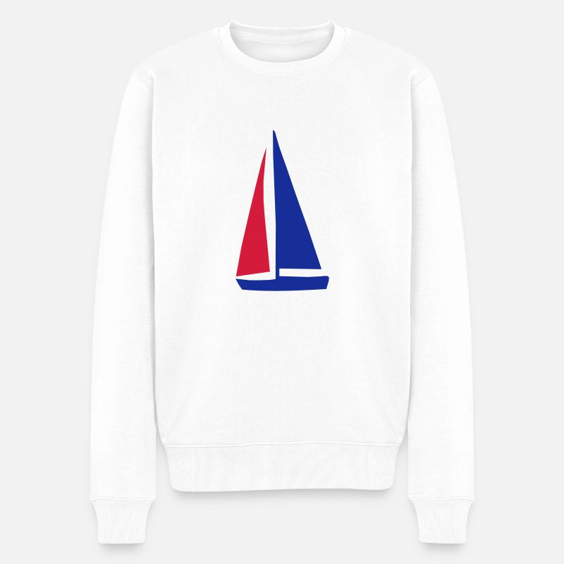 Segelboot - Männer Premium Bio Pullover - Weiß