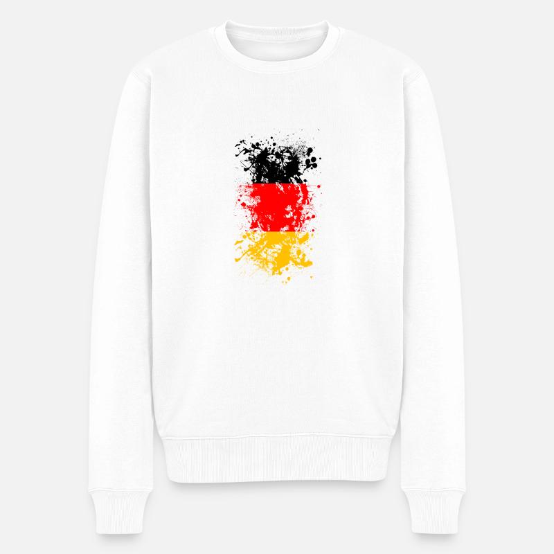 Deutschland Flagge Fußball - Männer Premium Bio Pullover - Weiß