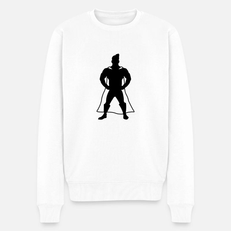 Superhero - Männer Premium Bio Pullover - Weiß