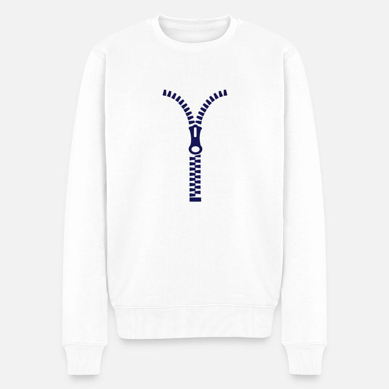 Reißverschluss - Männer Premium Bio Pullover - Weiß
