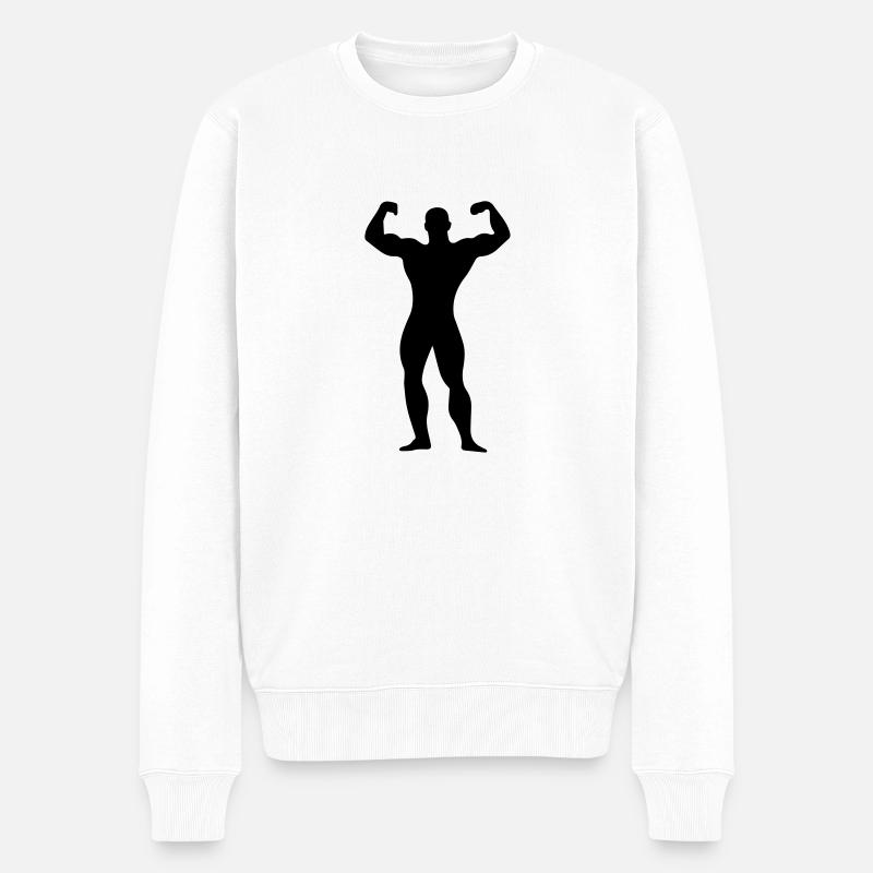 flexing man - Männer Premium Bio Pullover - Weiß