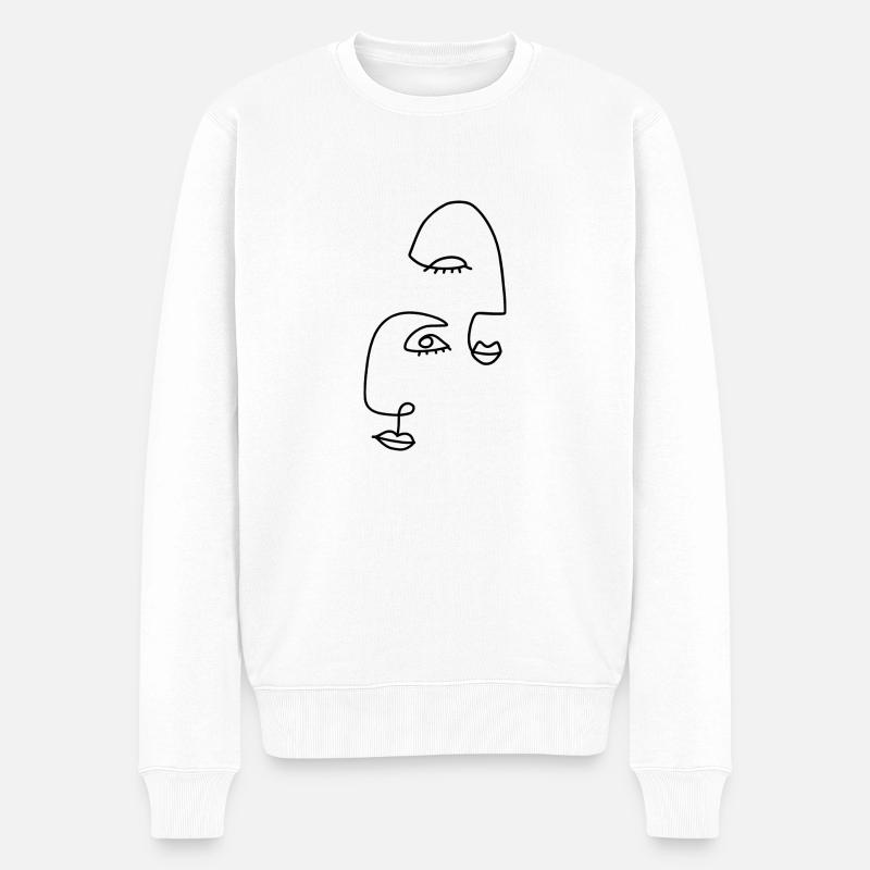 Dessins au trait abstraits - Pull Premium bio Homme - blanc