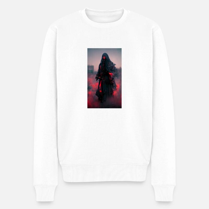 Roter Sensenmann - Männer Premium Bio Pullover - Weiß