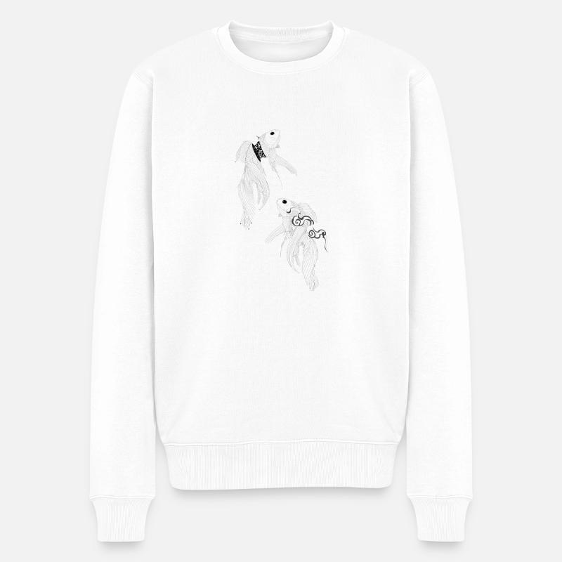 Bête Twin Koi - Pull Premium bio Homme - blanc