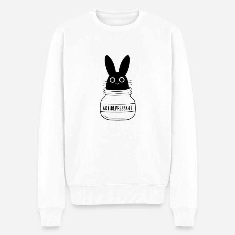 Antidepressant Bunny - Männer Premium Bio Pullover - Weiß