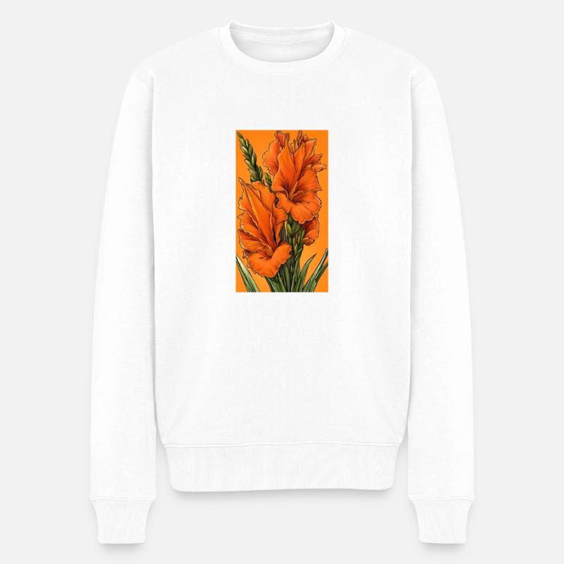 Glaïeul orange - Pull Premium bio Homme - blanc