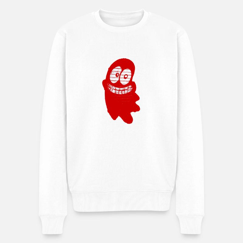 Lustiger lächelnder Geist in Rot - Männer Premium Bio Pullover - Weiß